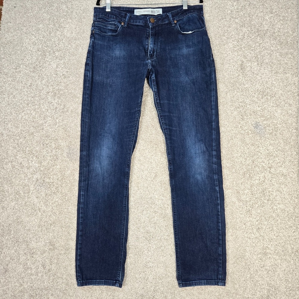 Barbell Apparel jeans Mens 34x32 Straight Athletic Fit Dark Wash Blue stretch
